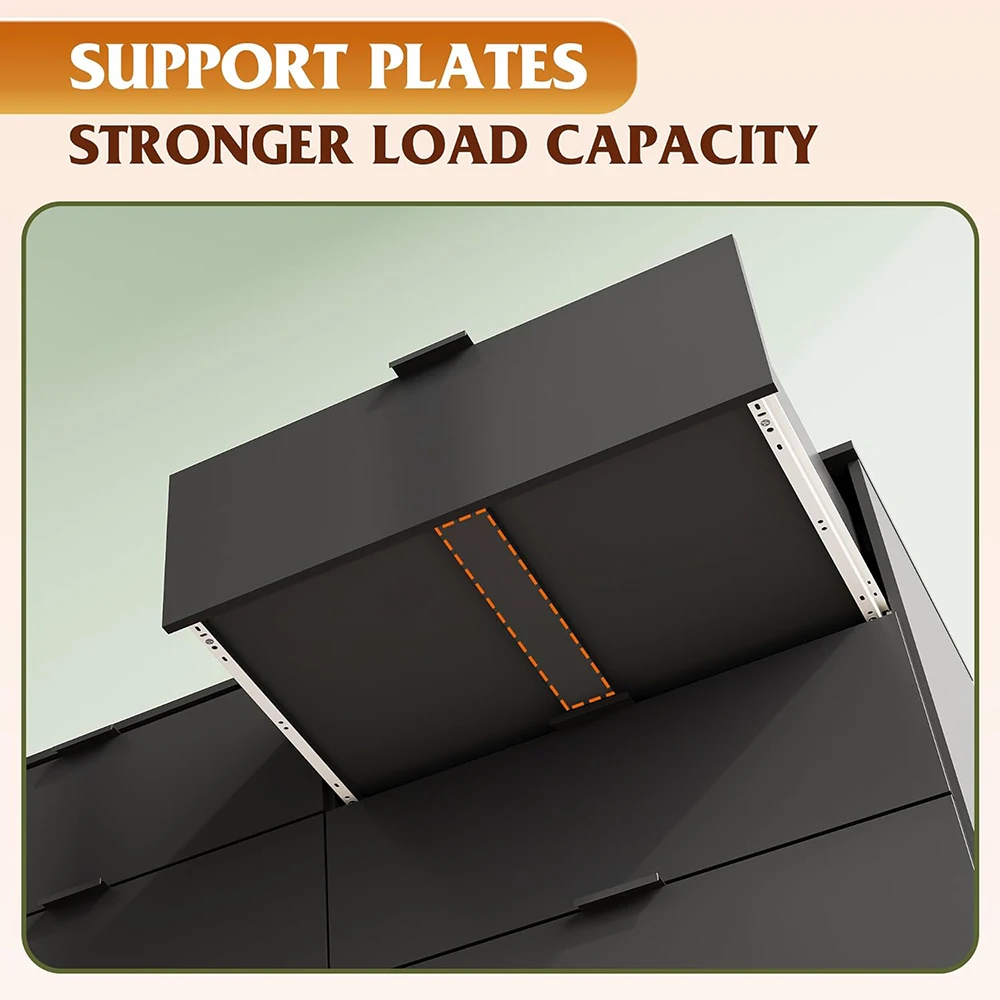 product nu deco modern black wooden 6 drawer dresser with sturdy metal handles 4724 wide tv stand for 55 tvs bedroom storage-2