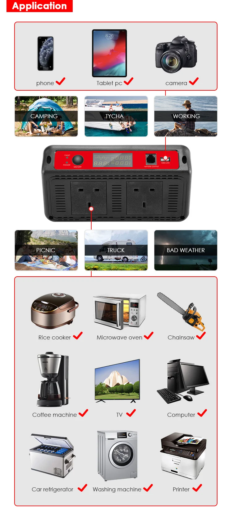 1000w 12v 24v dc to ac 240v 1000 watt off grid pure sine wave power inverter with dual UK socket