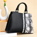 2020 autumn and winter new PU leather ladies messenger bag large capacity snakeskin pattern contrast color business handbag