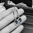 Earrings Silver Gemstone Luxury Simple Blue Topaz Earrings Handmade Silver Gold Plated Gemstone Earrings