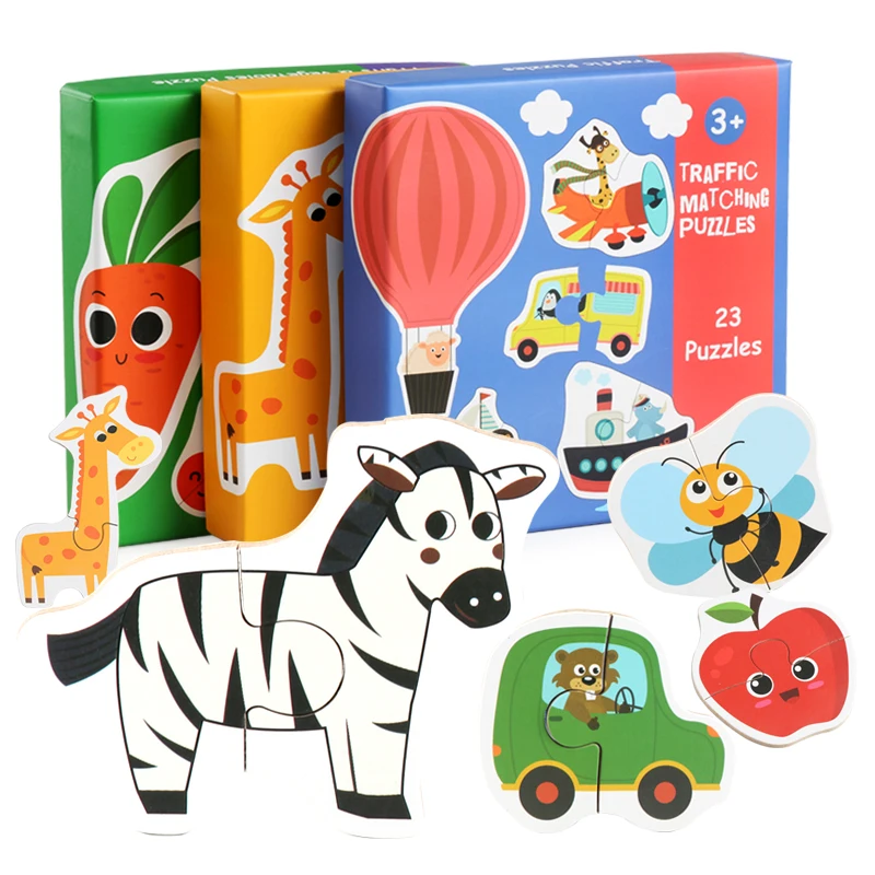 Quality Wooden Animals Play-Set Educational Pre-Kindergarten Toddler Puzzle Toy 