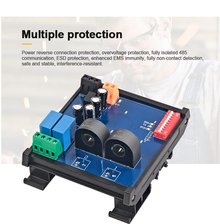 product huaqingjun 2 channel rs485 current voltage transformer detect module high precision rs485 communication acquisition module483-9