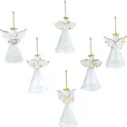 Glass Spun Novelty Glass Angel Ornaments For Christmas Tree 2.5 Inch Clear Spun Glass Religious Angel