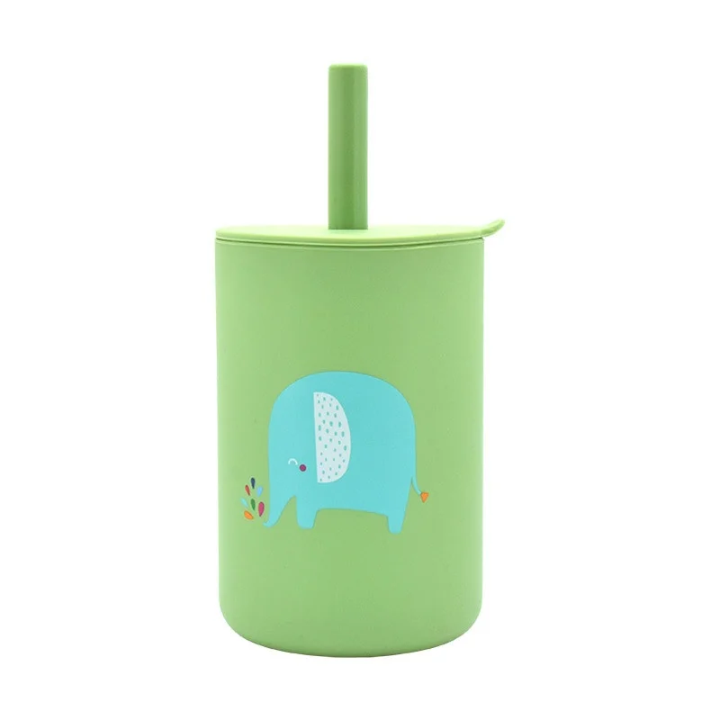 Silicone Anti-Fall Straight Straw Cup with Leak-Proof Design Training Drinkware for Baby's Outdoor Activities and Tours details