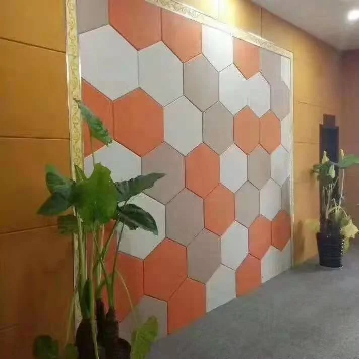 High density Sound Proof Padding Wall decorative Polyester Fiber Hexagon Acoustic Panels for Home Theatre