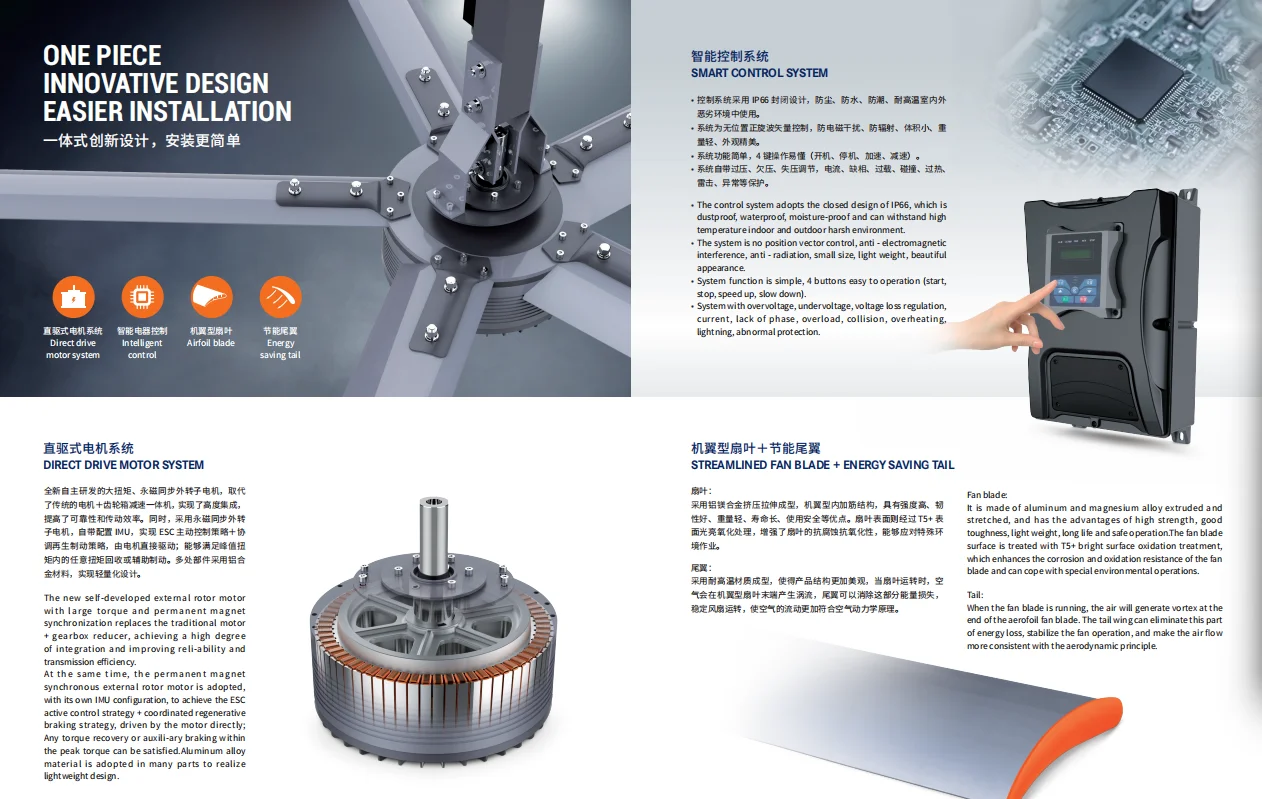 Ceiling Fan, 24ft, HVLS, 7.3m, Aluminum - detail 10
