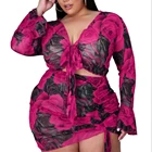 Long Sleeve Skirt Over Size Women Clothes Long Sleeve Skirt Set 2 Pieces Sets