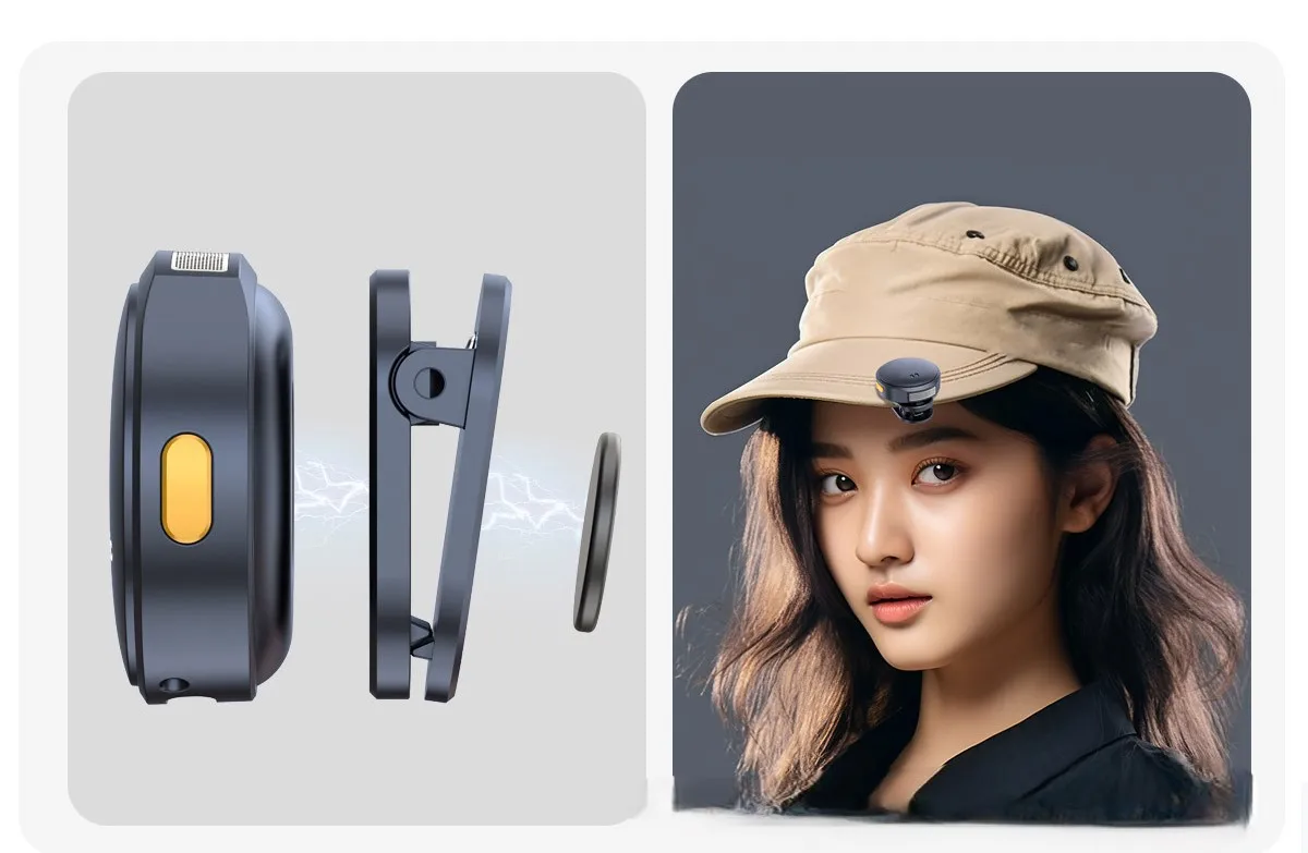 One Two Long-Range Outdoor Magnetic Wireless Lavalier Microphone with Digital Battery Display Compartment Type C Connector