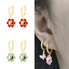 Earring Earrings ROXI Factory Fashion S925 Sterling Silver Color Petal Enamel Yin Yang Bagua Huggies Earring