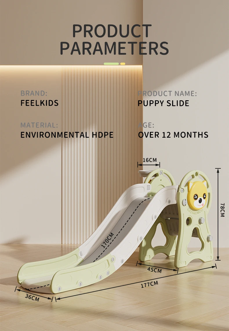 Feelkids Cute Dog Fun & Safe Durable Plastic Slide for Indoor Play-for Toddlers Children Kindergarten & School details