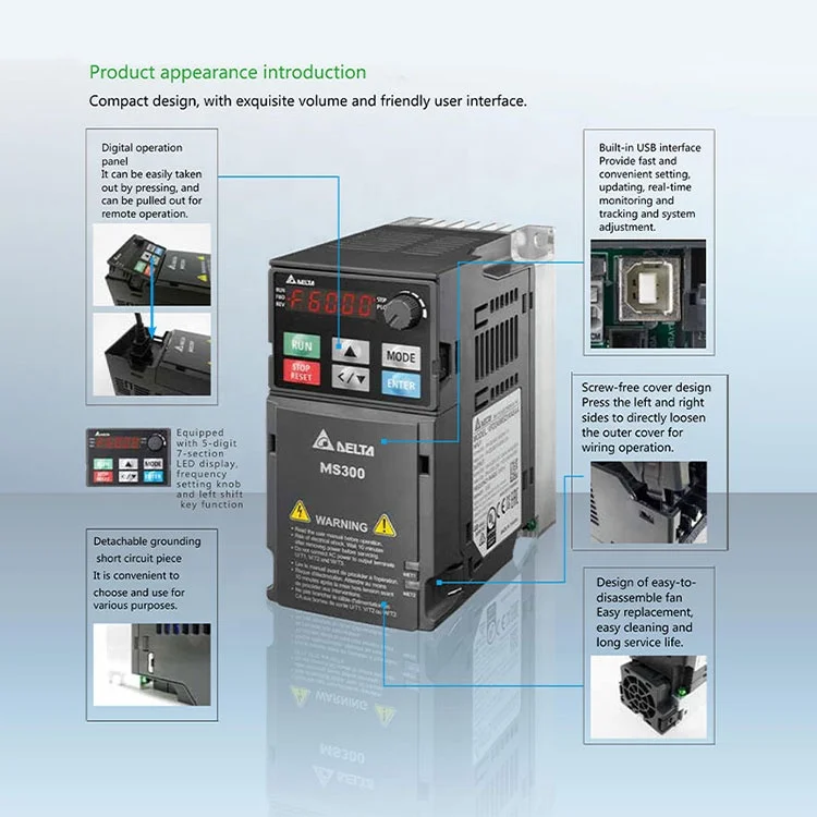 Delta Vfd M Inverter 15kw 55 Kw Vfd Delta Ms300 Series 15hp C2000