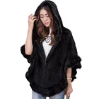 Knitted Mink Fur Poncho Women Real Fur Cape