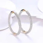 Gold Hoop Earrings Earrings Fashion Women 2/T Rhodium And Gold Plated Crystal Bling Large Hoop Earrings