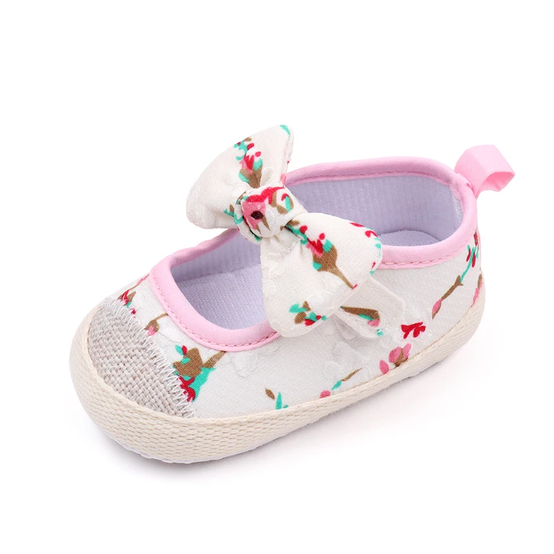 Spring and Autumn Baby Small Floral Soft Sole Non-slip square Shoes for Baby Girls Bow Walking Shoes supplier