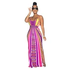 New Arrival Summer Ladies Dresses Clothes Printed Suspender Maxi Dress Plus Size Backless Sling Dress