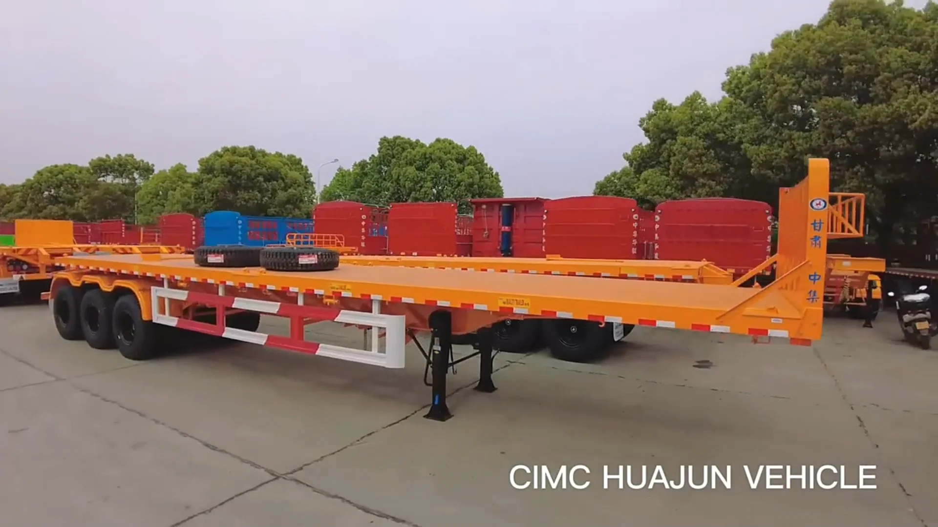 Axle Ft Ft Container Shipping Flat Bed Flatbed Semi Trailer