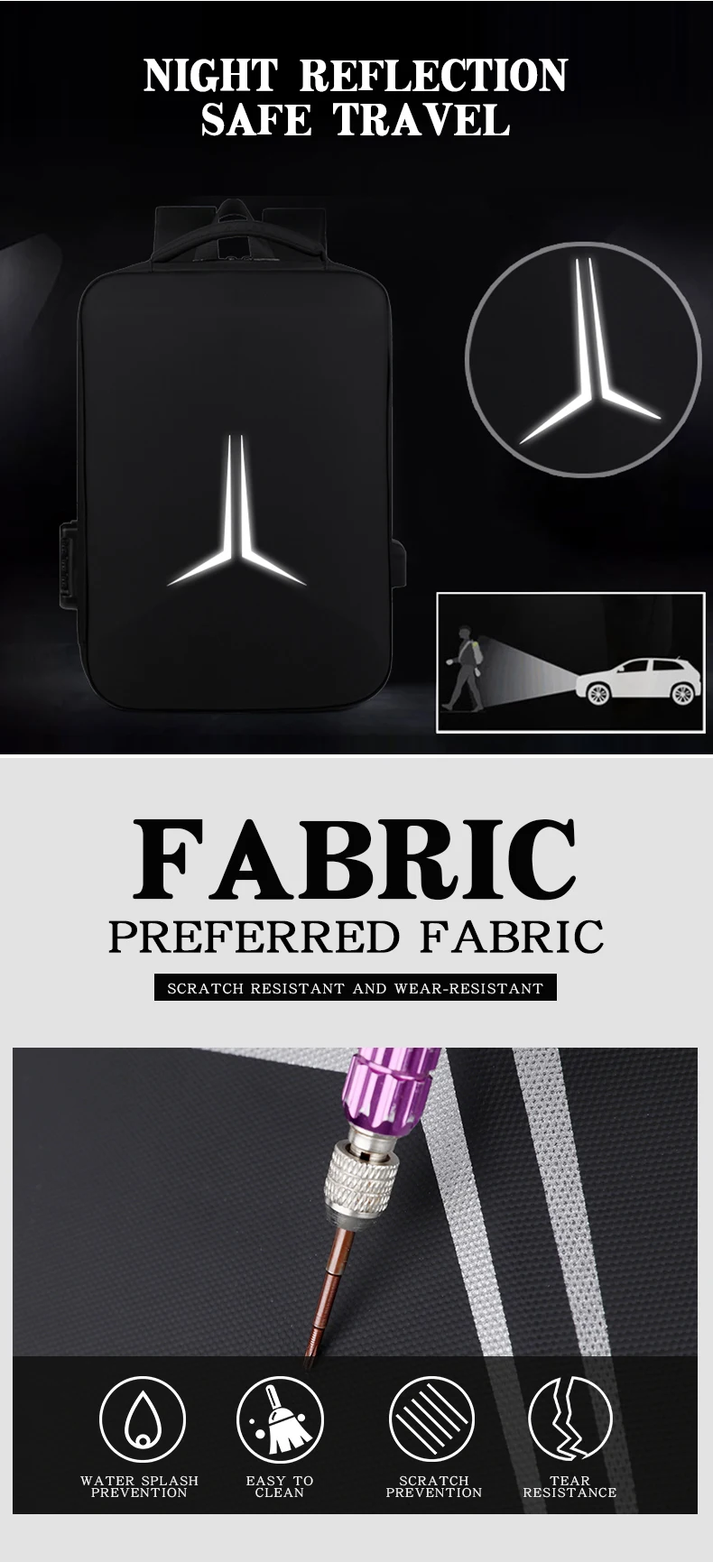 Water Resistant Laptop Backpack Large Capacity Multi Function Back Pack USB Charging Port Travel Backpack