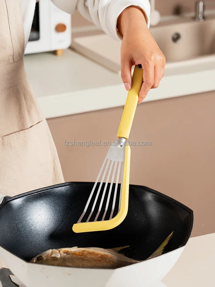 product luxury custom eco friendly kitchen non stick stainless steel silicone heat resistant spoons for frying pancakes eggs fish steak-1