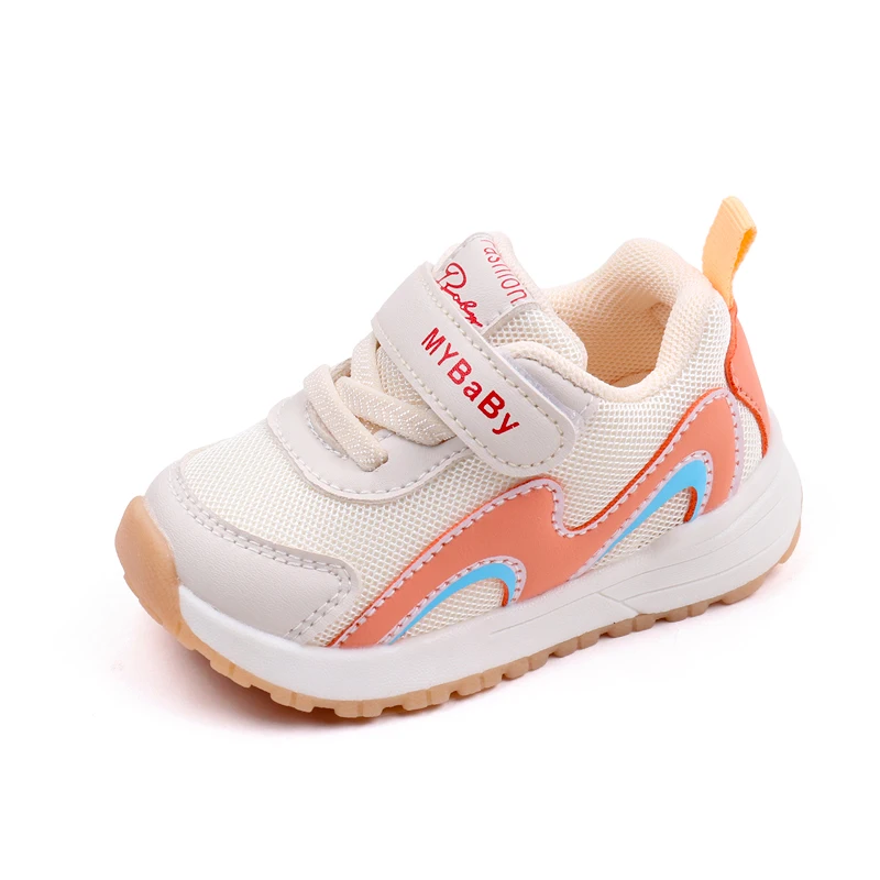 Wavy Stripes Casual Sports Style Small White Shoes for Girls and Boys Soft Soled Non-slip Functional Shoes factory