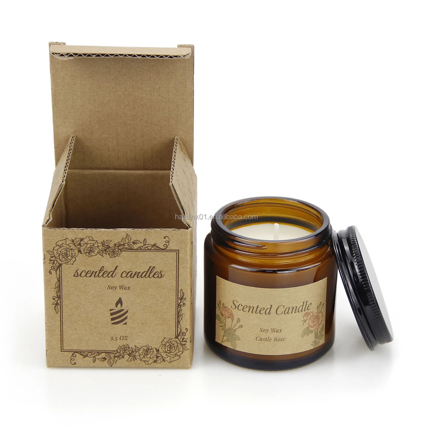 Wholesale Custom Label Scented Candles Luxury Amber Glass Jars Soy Wax ...