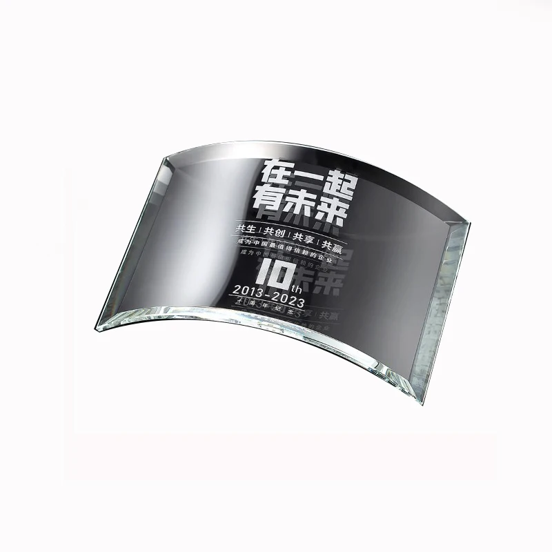 product business custom simplify design crystal trophy and awards glass shield plaque medals glass crystal trophy-4