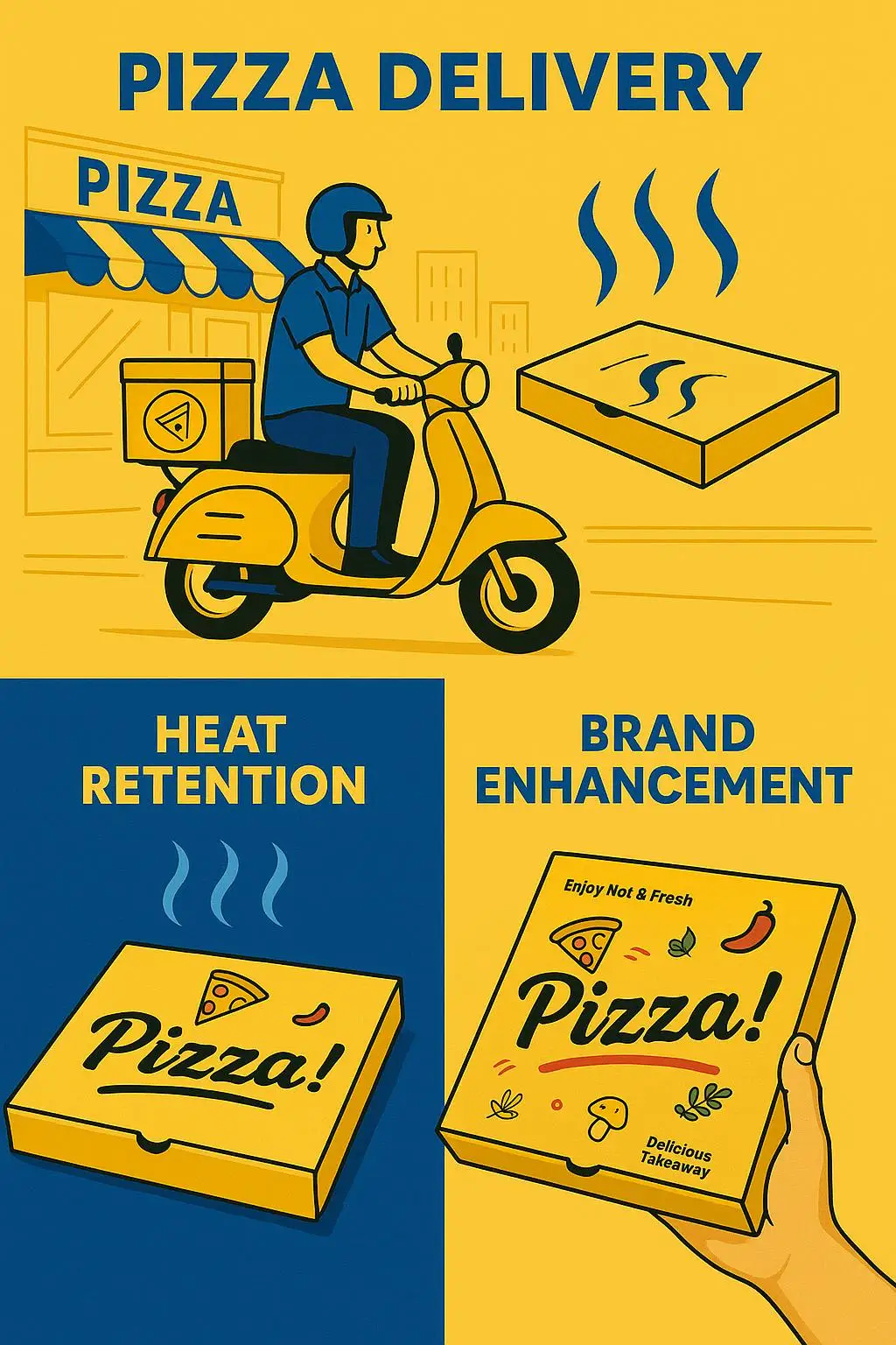 Custom Printed Disposable Kraft Paper Pizza Box for Pizzeria and Takeaway Food Packaging - detail 6
