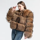Fur Coat Furfur Wholesale Fluffy Luxury Winter Thick Fur Jacket Cropped Real Raccoon Fur Coat Women