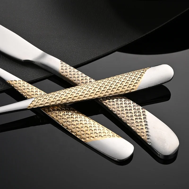 Wholesale Luxury Metal Cutlery Gold Silver Stainless Steak Knife Fork Spoon for Home or Wedding Sustainable for Events