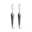 Earrings Hoop Personalized Drop Earrings Lady Zircon White Black Ceramic Piercing Drop Hoop Earrings