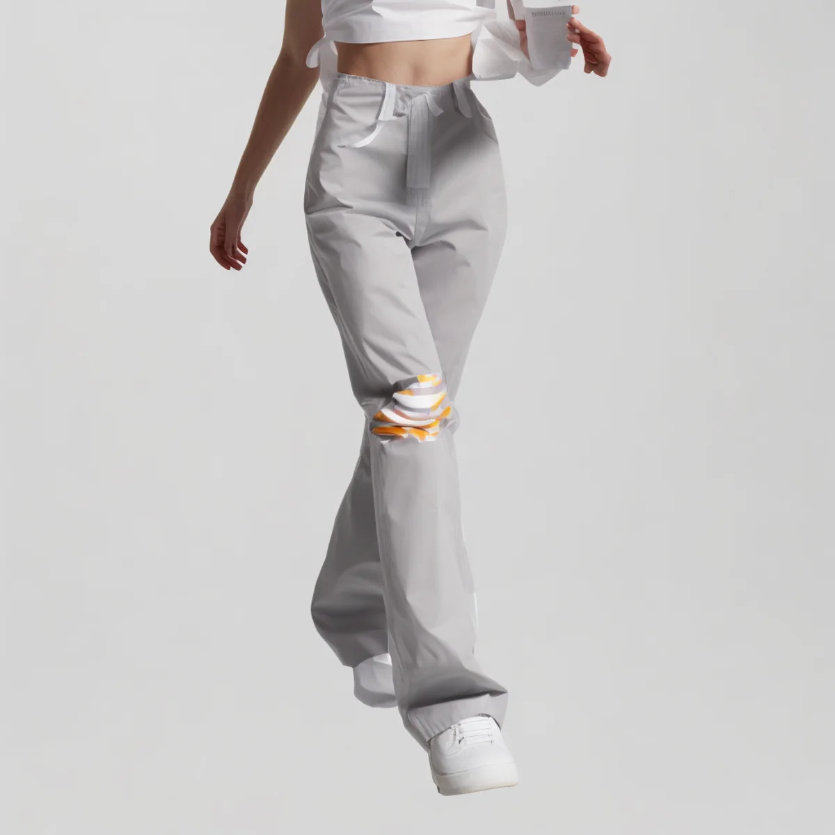 New Casual Fashion Zipper Pocket Wide Leg Pants Ripped Flare Denim Womens Jeans details