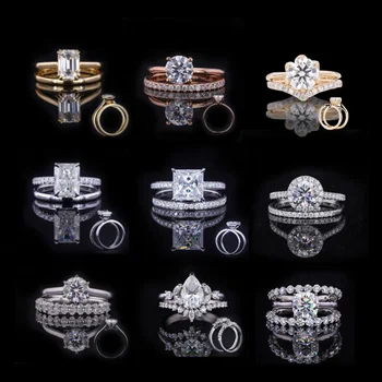 Starsgem Custom 18K gold jewelry lab grown diamond moissanite 9K 10K 14k White rose Yellow Gold wedding Engagement ring