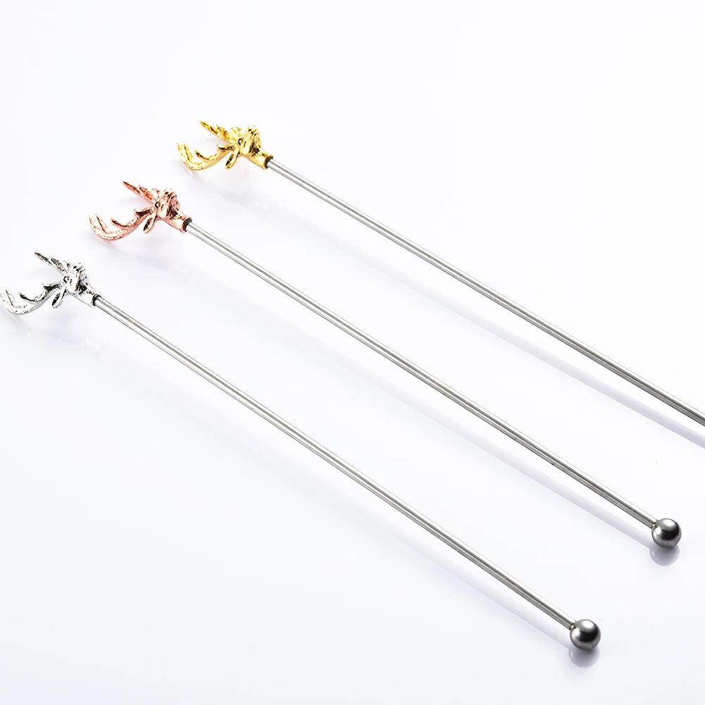 Decorated Cocktails Stirrers Stainless Steel Round Rod Reusable Coffee Beverage Swizzle Cocktail