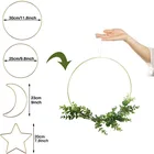 Decorative 4 Pack Metal Macrame Gold Ring Star Moon Shape Antique Decorative Floral Hoop Wreath