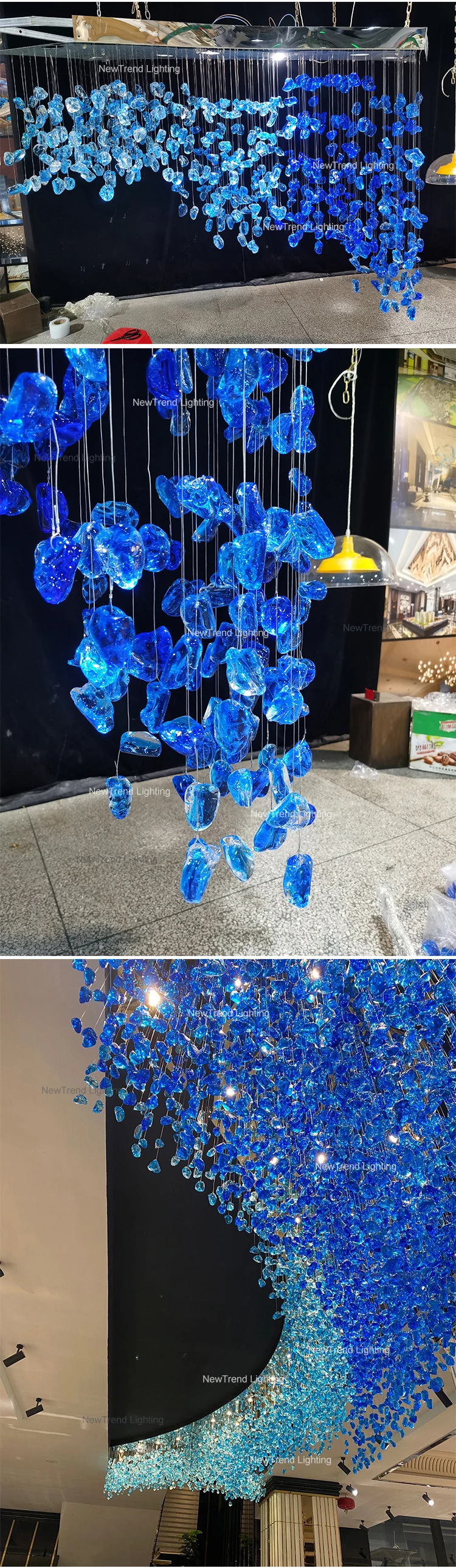 CPL-08 Modern Hotel Lobby Villa Decoration Large Project Luxury LED Glass Custom Chandelier supplier