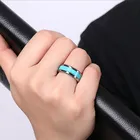 Stone Setting Tungsten Wedding Ring With Natural Stone Turquoise Gemstone Setting