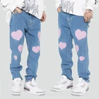 Hearts Hearts Male And Female Fashion Casual Streetwear Wide Leg Loose Denim Pants OEM Custom Hearts Jeans