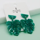 Earrings Manufacture Boho Accessories Women Resin Acetate Monstera Hawaiian Jewelry Dangle Leaf Earrings