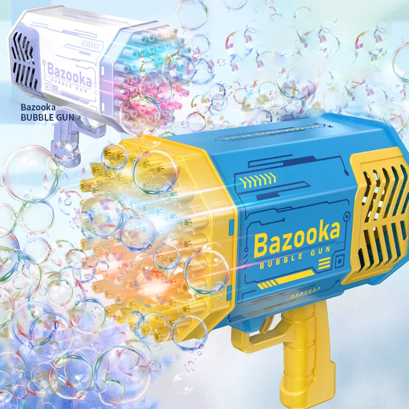 Rechargeable plastic 69 holes bazooka bubble gun light up gatling bubble machine 69-hole bubble gun summer toys for kids