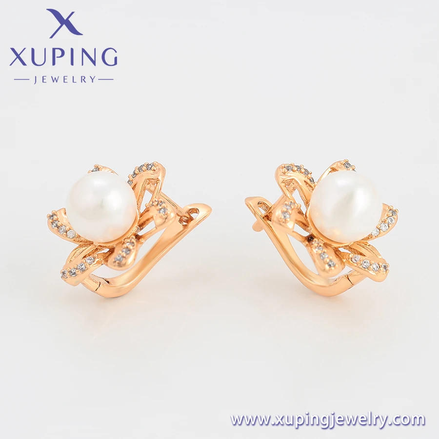A00906175 xuping jewelry Micro-set zircon pearl cross-border direct supply flower-shaped petals fashion boutique pearl earrings