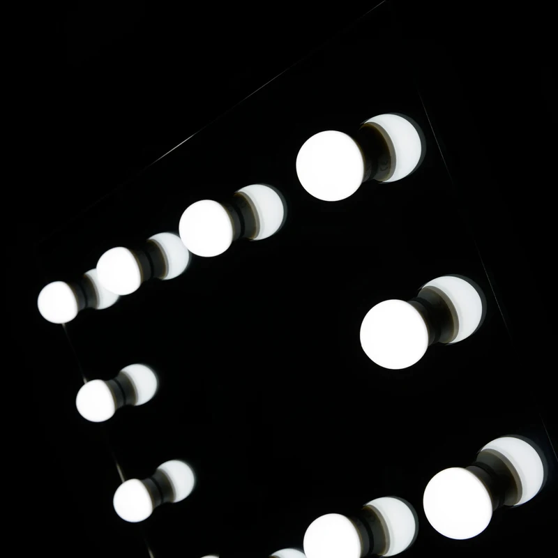 Rectangle Hollywood Frameless Makeup Mirror With 12 Led Bulbs Front-light