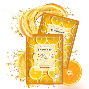 Orange essence vitamin c silk face mask skin brightening whitening moisturizing facial mask fabric tender skincare face mask