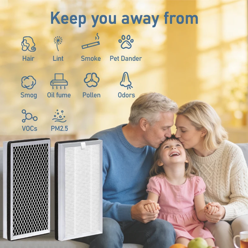 product customized air purifier hepa filter h13 h14 hepa grade active carbon filter for allergens wildfire smoke dust odors pollen-6