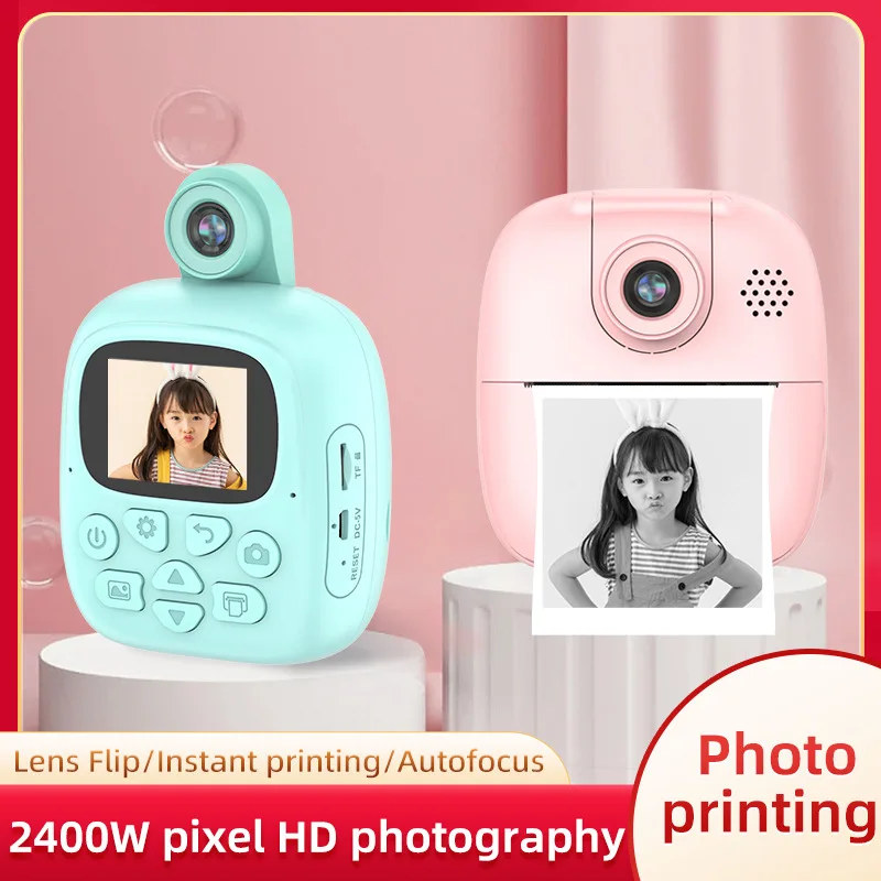 Instant Print Camera for Kids Christmas Birthday Gift Girls Boys HD Digital Video Portable Toy Age 3 4 5 6 7 8 9 10 with SD Card