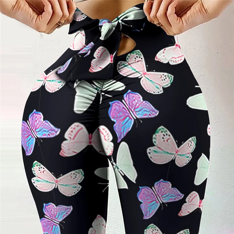 Cheap Leopard Print Sportswear Wholesale Butterfly Print Leggings De Sport Femmes High Elastic Plus Size Women Activewear
