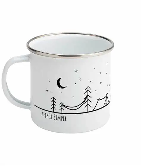 Camping mug enamel Wholesale Custom Sublimation Mugs Coffee Camp Outdoor Christmas Camping Enamel Mug