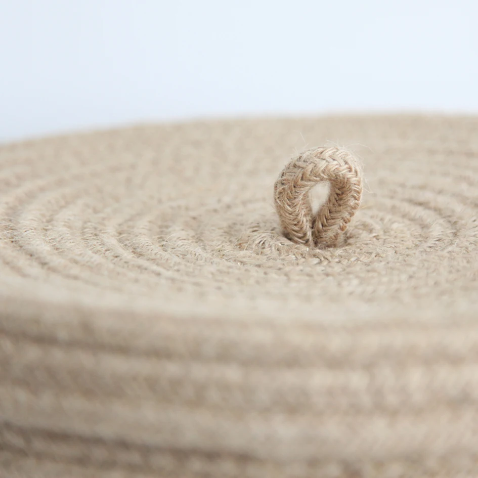 round table top round jute rope and straw machine sewing storage basket with lid