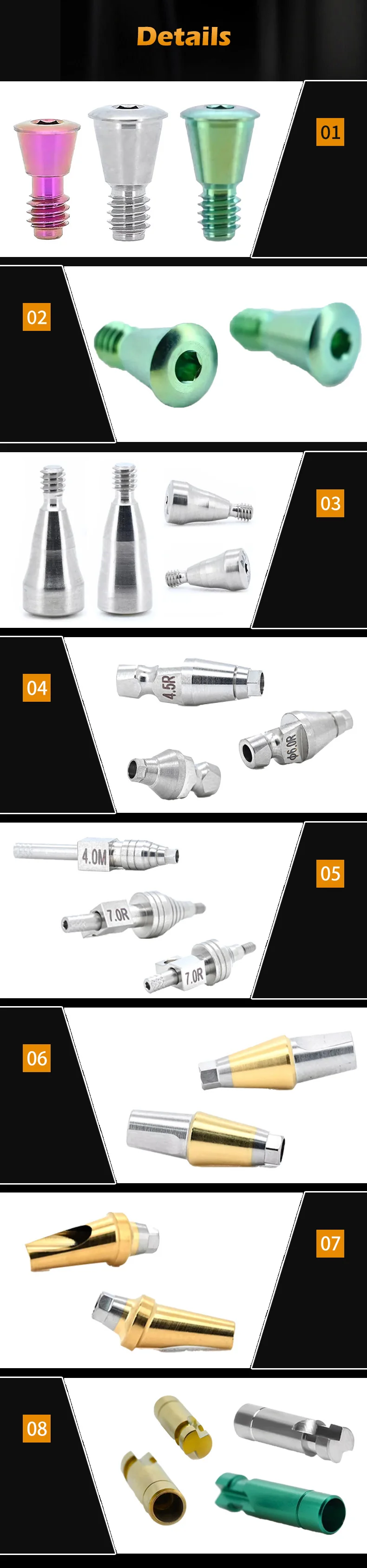 OEM Osstem Titanium Protective Cap Analog Screw-Retained Abutment Straight Angled MUA Impression Post for Dental Implants manufacture
