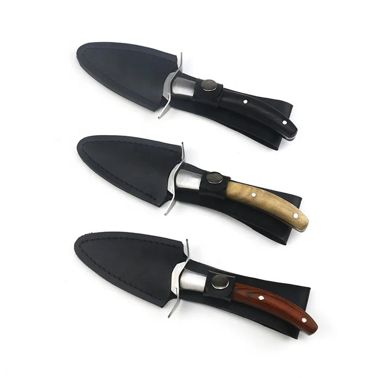 Hot Selling Oyster Knife Colored Wooden Handle Opening Knife Oem Shell
