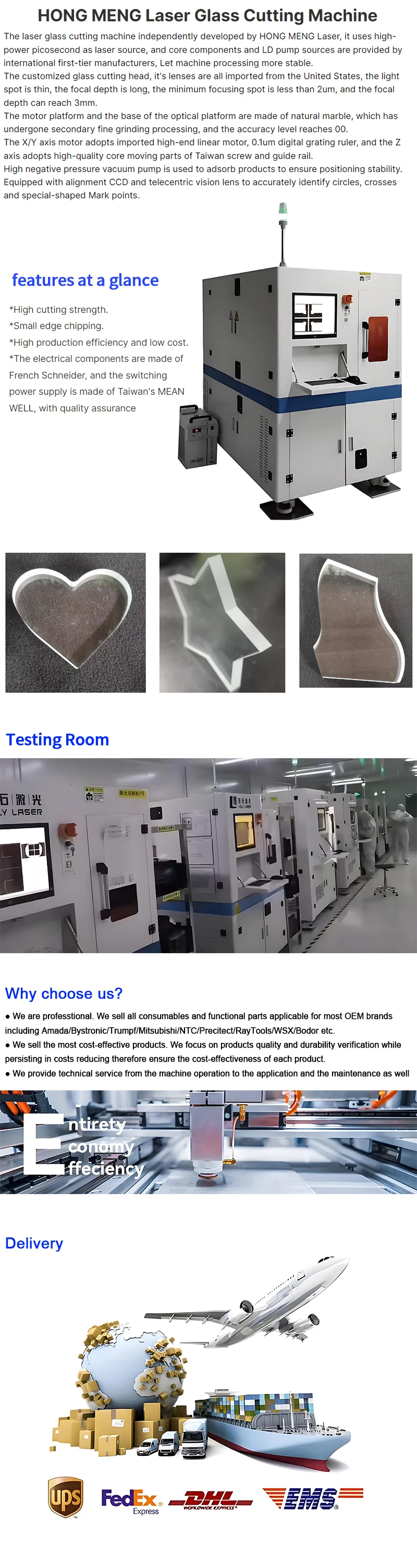 Automatic Large Size Glass Laser Cutting Machine Fast Picosecond Infrared Raycus Source New Condition Supports AI Cypcut Thk