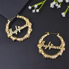 Bamboo Earrings Earrings Personalized Bamboo Name Custom Earrings With Logo